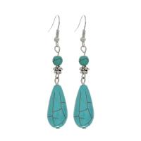 Zinc Alloy Drop Earrings with turquoise plated fashion jewelry & for woman nickel lead & cadmium free 65*18mm Sold By Pair