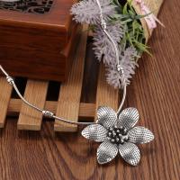 Tibetan Style Jewelry Necklace, Flower, plated, fashion jewelry & for woman, silver color, nickel, lead & cadmium free, Sold By Strand