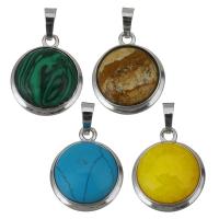 Gemstone Pendants Jewelry, Brass, with Gemstone, silver color plated, different materials for choice, nickel, lead & cadmium free, 20x23.50x8.50mm, Hole:Approx 5x7mm, Sold By PC