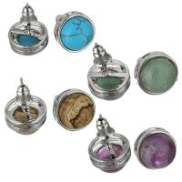 Natural Gemstone Earrings Brass with Gemstone silver color plated nickel lead & cadmium free 12mm Sold By Pair