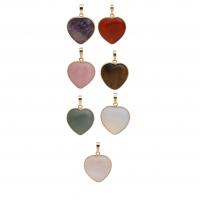 Gemstone Pendants Jewelry, Heart, gold color plated, different materials for choice & Unisex, 25mm, Sold By PC