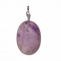 Gemstone Pendants Jewelry, with Brass, silver color plated, different materials for choice, 30x40mm, Sold By PC