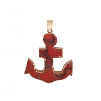 Natural Imperial Jasper Pendants Impression Jasper with Zinc Alloy Anchor gold color plated DIY Sold By PC