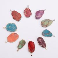 Natural Imperial Jasper Pendants Impression Jasper with Zinc Alloy plated 30-40mm Sold By PC