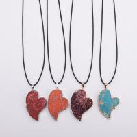 Natural Imperial Jasper Pendants Impression Jasper with Zinc Alloy Heart plated DIY Sold By PC