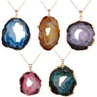 Natural Agate Druzy Pendant with Zinc Alloy gold color plated druzy style & DIY 55mm Sold By PC