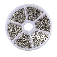 Perles intercalaires en alliage de zinc, Plaqué de couleur d'argent, DIY & mélangé & noircir, protéger l'environnement, sans nickel, plomb et cadmium, 6-9mm, 300PC/boîte, Vendu par boîte
