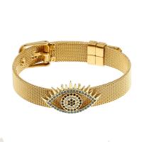 Cubic Zirconia Micro Pave Brass Bracelet Eye gold color plated Unisex & micro pave cubic zirconia nickel lead & cadmium free Sold Per Approx 7.5 Inch Strand