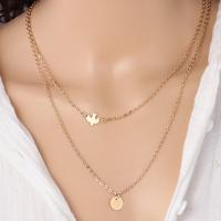 Zinc Alloy Jewelry Necklace plated Double Layer & for woman golden nickel lead & cadmium free Sold By Lot