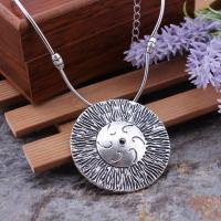 Tibetan Style Jewelry Necklace, with 5cm extender chain, plated, fashion jewelry & for woman, silver color, 47*47mm, Sold Per 16.1 Inch Strand