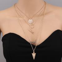 Zinc Alloy Necklace plated multilayer & for woman golden nickel lead & cadmium free 69*30mm Sold By Strand