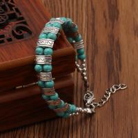 Zinc Alloy Bracelet with turquoise plated fashion jewelry & for woman silver color nickel lead & cadmium free Sold By Strand