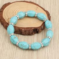 Fashion Turquoise Bracelets with Zinc Alloy plated for woman & with rhinestone silver color nickel lead & cadmium free Sold By Strand