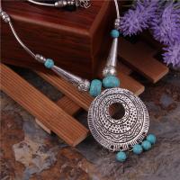 Zinc Alloy Jewelry Necklace with turquoise plated fashion jewelry & for woman silver color nickel lead & cadmium free Sold Per 15 Inch Strand