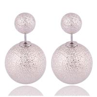 Plastic Pearl Double Faced Stud Earring with Zinc Alloy plated fashion jewelry & for woman 16mm 8mm Sold By Lot