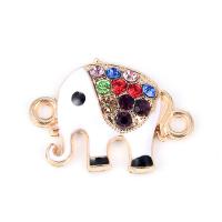 Animal Tibetan Style Connector, Elephant, plated, enamel & with rhinestone & 1/1 loop, 16*23mm, 10PCs/Bag, Sold By Bag