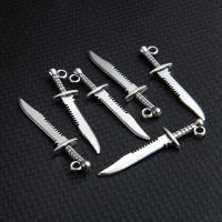 Zinc Alloy Pendants Knife plated DIY silver color nickel lead & cadmium free 53*18mm Sold By Bag