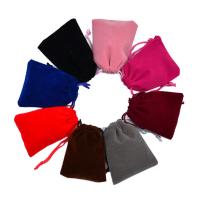 Velveteen Snor taske, Bærbare & Bæredygtig, blandede farver, 100x120mm, 100pc'er/Lot, Solgt af Lot