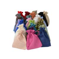 Linen Drawstring Bag portable & durable mixed colors Sold By Lot