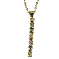Stainless Steel Jewelry Necklace, with Brass, with 2Inch extender chain, gold color plated, oval chain & micro pave cubic zirconia & for woman, 3x30mm,1.5mm, Sold Per Approx 17.5 Inch Strand