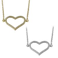 Stainless Steel Jewelry Necklace with Brass with 1.5Inch extender chain Heart plated oval chain & micro pave cubic zirconia & for woman 1.5mm Sold Per Approx 18.5 Inch Strand