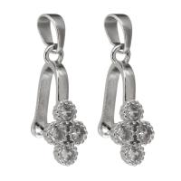Brass Pinch Bail platinum color plated micro pave cubic zirconia nickel lead & cadmium free 0.5mm Approx Sold By Lot
