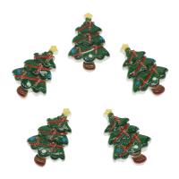 Resin Cabochon, Christmas Tree, fashion jewelry & DIY, green, 17x26x5mm, Approx 100PCs/Bag, Sold By Bag
