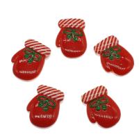 Resin Cabochon, Christmas Glove, fashion jewelry & DIY, red, 15.50x21x4.50mm, Approx 100PCs/Bag, Sold By Bag