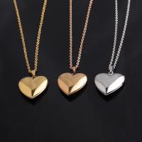 Stainless Steel Locket Necklace, Heart, Unisex & oval chain, more colors for choice, Sold Per Approx 17.72 Inch Strand