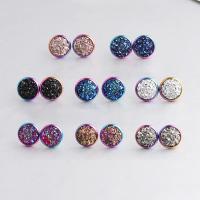 Stainless Steel Stud Earrings with Resin for woman 14mm Sold By Lot