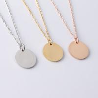 Stainless Steel Jewelry Necklace, Flat Round, polished, Unisex & oval chain, more colors for choice, 16mm, Sold Per Approx 17.72 Inch Strand