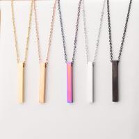 Stainless Steel Jewelry Necklace, Rectangle, polished, Unisex & oval chain, more colors for choice, 5x40mm, Length:Approx 17.72 Inch, 5Strands/Lot, Sold By Lot