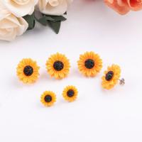 Resin Stud Earring with Stainless Steel Flower & for woman Sold By Bag
