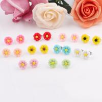 Resin Stud Earring, Flower, mode smykker & for kvinde, flere farver til valg, 12mm, 5par/Lot, Solgt af Lot