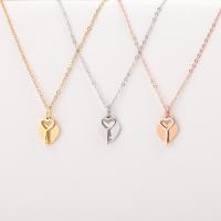 Stainless Steel Jewelry Necklace, heart and key, polished, oval chain & for woman, more colors for choice, 6.5x13mm, Sold Per Approx 17.72 Inch Strand