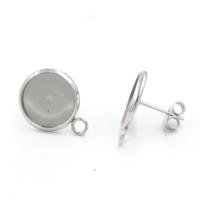 Stainless Steel Earring Stud Component polished with loop original color Sold By Lot