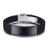 Stainless Steel Jewelry Bracelet, with Silicone, plated, fashion jewelry & for man, black, 46mm, Sold By PC