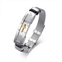 Stainless Steel Jewelry Bracelet, plated, fashion jewelry & for man, silver color, 17.5-22cm, Sold By PC