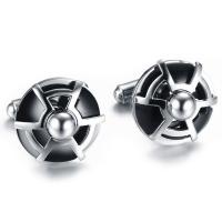 Stainless Steel Cufflinks silver color plated fashion jewelry & for man black 17.50mm Sold By PC