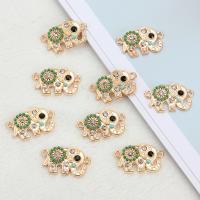Animal Tibetan Style Connector, Elephant, plated, with rhinestone & 1/1 loop, golden, nickel, lead & cadmium free, 23*14mm, 10PCs/Bag, Sold By Bag