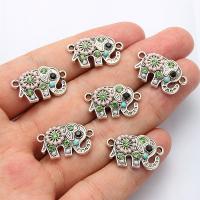 Animal Zinc Alloy Connector with Resin Rhinestone Elephant plated DIY silver color nickel lead & cadmium free 14.23mm Sold By Bag