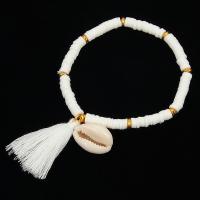 argile de polymère bracelet, avec corde en nylon & coquille, Placage, bijoux de mode & pour femme, plus de couleurs à choisir, Vendu par 6.6 pouce brin