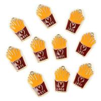 Tibetan Style Enamel Pendants, French Fries, gold color plated, DIY, nickel, lead & cadmium free, 23*14mm, 10PCs/Bag, Sold By Bag