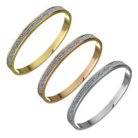 Stainless Steel Bangle, with Rhinestone Clay Pave, plated, for woman, more colors for choice, 6mm,58x48mm, Sold By PC