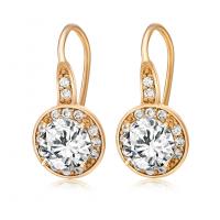 Cubic Zirconia Micro Pave Brass Earring Flat Round gold color plated micro pave cubic zirconia & faceted nickel lead & cadmium free Sold By Pair