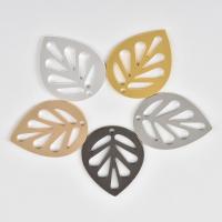 Hollow Brass Pendants, Leaf, plated, Random Color, nickel, lead & cadmium free, 30x24mm, Hole:Approx 1mm, 100PCs/Bag, Sold By Bag