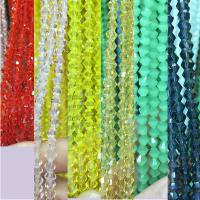 Kristall-Perlen, Kristall, mehrere Farben vorhanden, 3mm, Bohrung:ca. 1mm, ca. 140PCs/Strang, 5SträngeStrang/Menge, verkauft von Strang