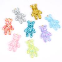 Resin Pendant Bear plated DIY mixed colors 45*28mm Sold By Bag