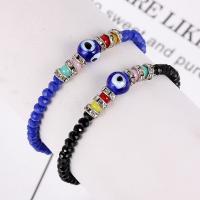 Acrylic Bracelet, plated, evil eye pattern & different styles for choice & for woman & enamel & with rhinestone, 3mm, Sold Per 7.2 Inch Strand