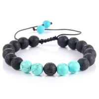 Lava Woven Ball Bracelets with turquoise & Nylon Cord plated fashion jewelry & Unisex Sold Per 6.6 Inch Strand